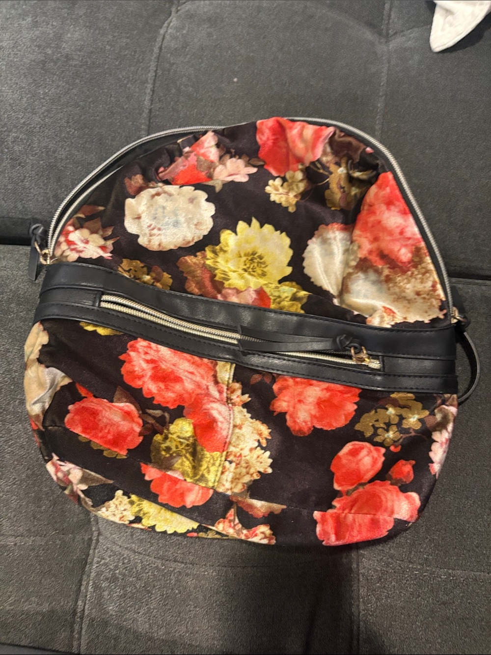 Floral Crossbody Bag in Black and Coral